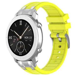 For Amazfit Pop Quick Release Silver Buckle 20mm Royal Silicone Watch Band(Vital Yellow)