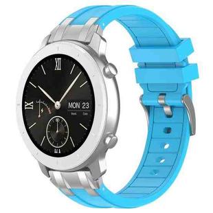 For Amazfit Pop Quick Release Silver Buckle 20mm Royal Silicone Watch Band(Sky Blue)