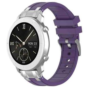 For Amazfit Pop Quick Release Silver Buckle 20mm Royal Silicone Watch Band(Purple)