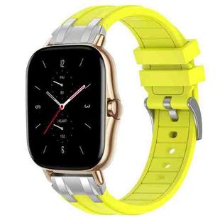 For Amazfit GTS 2 Quick Release Silver Buckle 20mm Royal Silicone Watch Band(Vital Yellow)