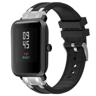 For Amazfit Bip S Quick Release Silver Buckle 20mm Royal Silicone Watch Band(Black)