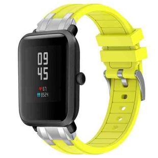 For Amazfit Bip S Quick Release Silver Buckle 20mm Royal Silicone Watch Band(Vital Yellow)