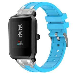 For Amazfit Bip S Quick Release Silver Buckle 20mm Royal Silicone Watch Band(Sky Blue)