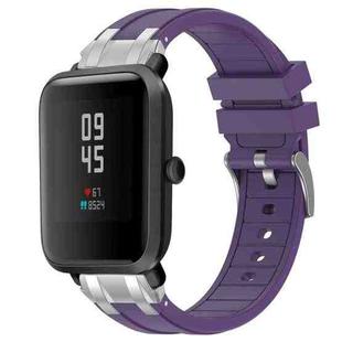 For Amazfit Bip S Quick Release Silver Buckle 20mm Royal Silicone Watch Band(Purple)