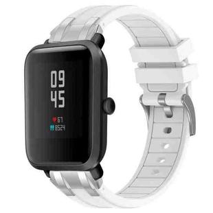 For Amazfit Bip Lite Quick Release Silver Buckle 20mm Royal Silicone Watch Band(White)