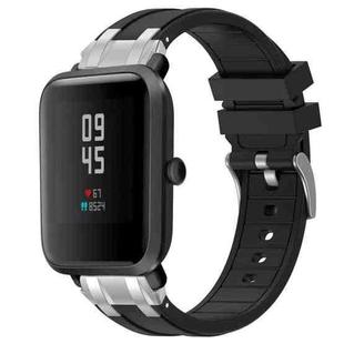 For Amazfit Bip Lite Quick Release Silver Buckle 20mm Royal Silicone Watch Band(Black)