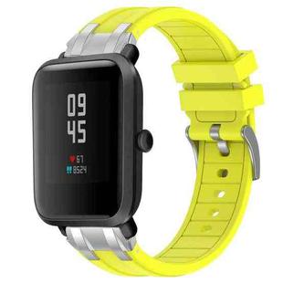 For Amazfit Bip Lite Quick Release Silver Buckle 20mm Royal Silicone Watch Band(Vital Yellow)