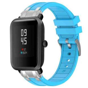 For Amazfit Bip Lite Quick Release Silver Buckle 20mm Royal Silicone Watch Band(Sky Blue)