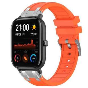 For Amazfit GTS Quick Release Silver Buckle 20mm Royal Silicone Watch Band(Orange)