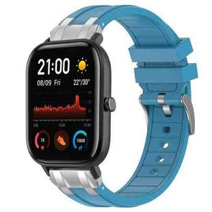 For Amazfit GTS Quick Release Silver Buckle 20mm Royal Silicone Watch Band(Sea Blue)