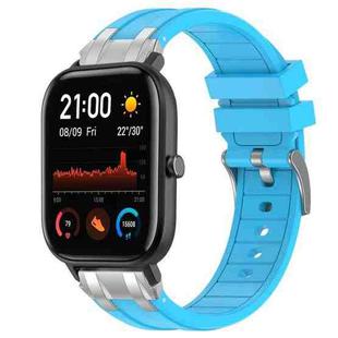 For Amazfit GTS Quick Release Silver Buckle 20mm Royal Silicone Watch Band(Sky Blue)