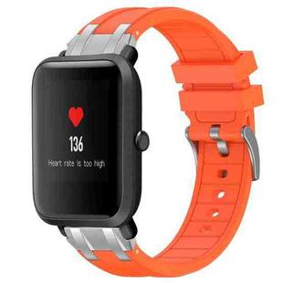 For Amazfit Bip Quick Release Silver Buckle 20mm Royal Silicone Watch Band(Orange)