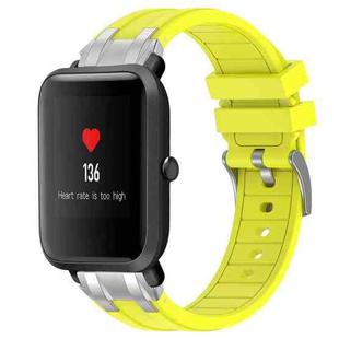 For Amazfit Bip Quick Release Silver Buckle 20mm Royal Silicone Watch Band(Vital Yellow)