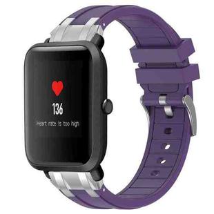 For Amazfit Bip Quick Release Silver Buckle 20mm Royal Silicone Watch Band(Purple)