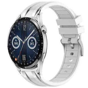 For Huawei Watch GT3 42mm 20mm Quick Release Silver Buckle Royal Silicone Watch Band(White)