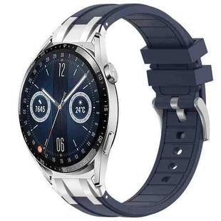 For Huawei Watch GT3 42mm 20mm Quick Release Silver Buckle Royal Silicone Watch Band(Navy Blue)