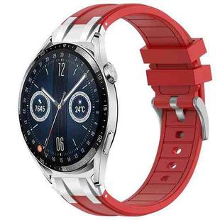 For Huawei Watch GT3 42mm 20mm Quick Release Silver Buckle Royal Silicone Watch Band(Red)