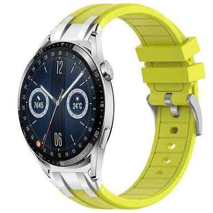 For Huawei Watch GT3 42mm 20mm Quick Release Silver Buckle Royal Silicone Watch Band(Vital Yellow)