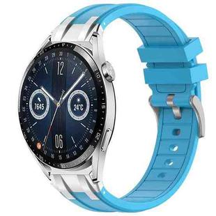 For Huawei Watch GT3 42mm 20mm Quick Release Silver Buckle Royal Silicone Watch Band(Sky Blue)