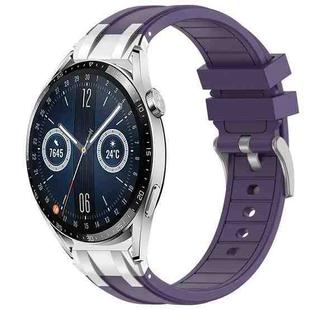 For Huawei Watch GT3 42mm 20mm Quick Release Silver Buckle Royal Silicone Watch Band(Purple)