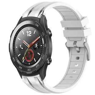 For Huawei Watch 2 20mm Quick Release Silver Buckle Royal Silicone Watch Band(White)