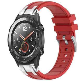 For Huawei Watch 2 20mm Quick Release Silver Buckle Royal Silicone Watch Band(Red)