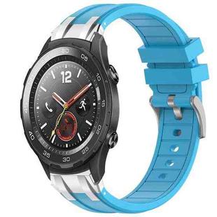 For Huawei Watch 2 20mm Quick Release Silver Buckle Royal Silicone Watch Band(Sky Blue)