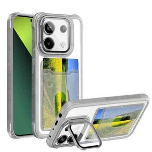 For Xiaomi Redmi Note 13 Pro 5G Card Bag Holder Acrylic Hybrid TPU Phone Case(White)