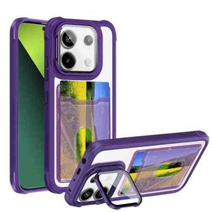 For Xiaomi Redmi Note 13 Pro 5G Card Bag Holder Acrylic Hybrid TPU Phone Case(Purple)