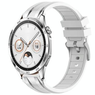 For Huawei Watch GT4 46mm 22mm Quick Release Silver Buckle Royal Silicone Watch Band(White)