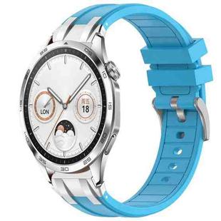 For Huawei Watch GT4 46mm 22mm Quick Release Silver Buckle Royal Silicone Watch Band(Sky Blue)