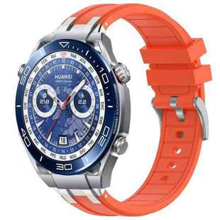 For Huawei Watch Ultimate 22mm Quick Release Silver Buckle Royal Silicone Watch Band(Orange)