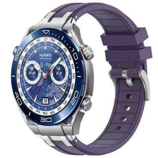 For Huawei Watch Ultimate 22mm Quick Release Silver Buckle Royal Silicone Watch Band(Purple)