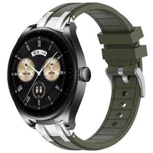 For Huawei Watch Buds 22mm Quick Release Silver Buckle Royal Silicone Watch Band(Olive Green)