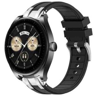 For Huawei Watch Buds 22mm Quick Release Silver Buckle Royal Silicone Watch Band(Black)