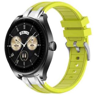 For Huawei Watch Buds 22mm Quick Release Silver Buckle Royal Silicone Watch Band(Vital Yellow)