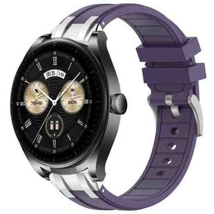 For Huawei Watch Buds 22mm Quick Release Silver Buckle Royal Silicone Watch Band(Purple)