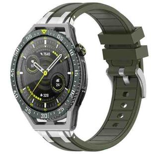 For Huawei Watch GT3 SE 22mm Quick Release Silver Buckle Royal Silicone Watch Band(Olive Green)