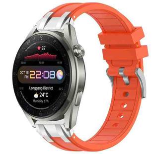 For Huawei Watch3 Pro New 22mm Quick Release Silver Buckle Royal Silicone Watch Band(Orange)