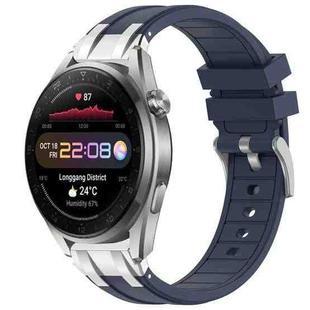 For Huawei Watch3 Pro New 22mm Quick Release Silver Buckle Royal Silicone Watch Band(Navy Blue)