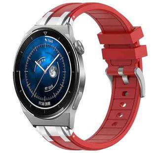 For Huawei Watch GT3 Pro 46mm 22mm Quick Release Silver Buckle Royal Silicone Watch Band(Red)