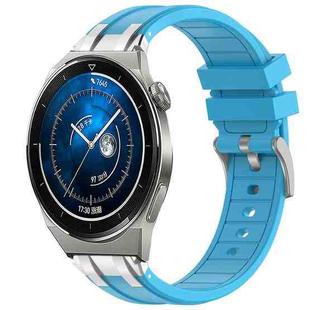 For Huawei Watch GT3 Pro 46mm 22mm Quick Release Silver Buckle Royal Silicone Watch Band(Sky Blue)