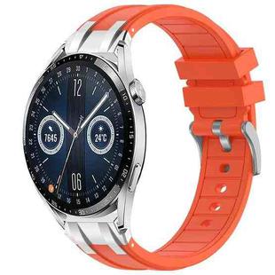 For Huawei Watch GT3 46mm 22mm Quick Release Silver Buckle Royal Silicone Watch Band(Orange)