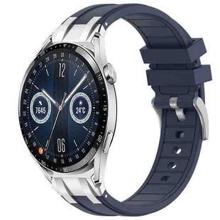 For Huawei Watch GT3 46mm 22mm Quick Release Silver Buckle Royal Silicone Watch Band(Navy Blue)