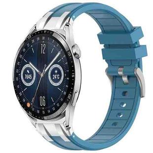 For Huawei Watch GT3 46mm 22mm Quick Release Silver Buckle Royal Silicone Watch Band(Sea Blue)