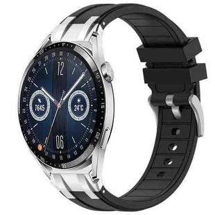 For Huawei Watch GT3 46mm 22mm Quick Release Silver Buckle Royal Silicone Watch Band(Black)