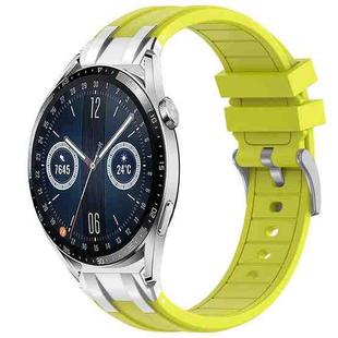 For Huawei Watch GT3 46mm 22mm Quick Release Silver Buckle Royal Silicone Watch Band(Vital Yellow)