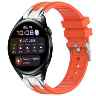 For Huawei Watch 3 22mm Quick Release Silver Buckle Royal Silicone Watch Band(Orange)