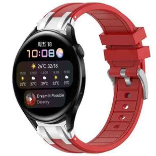 For Huawei Watch 3 22mm Quick Release Silver Buckle Royal Silicone Watch Band(Red)