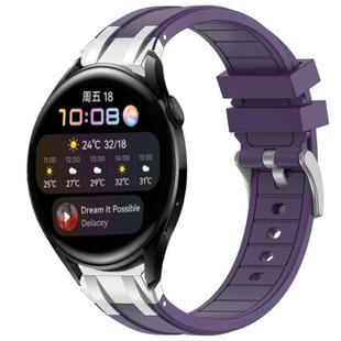 For Huawei Watch 3 22mm Quick Release Silver Buckle Royal Silicone Watch Band(Purple)